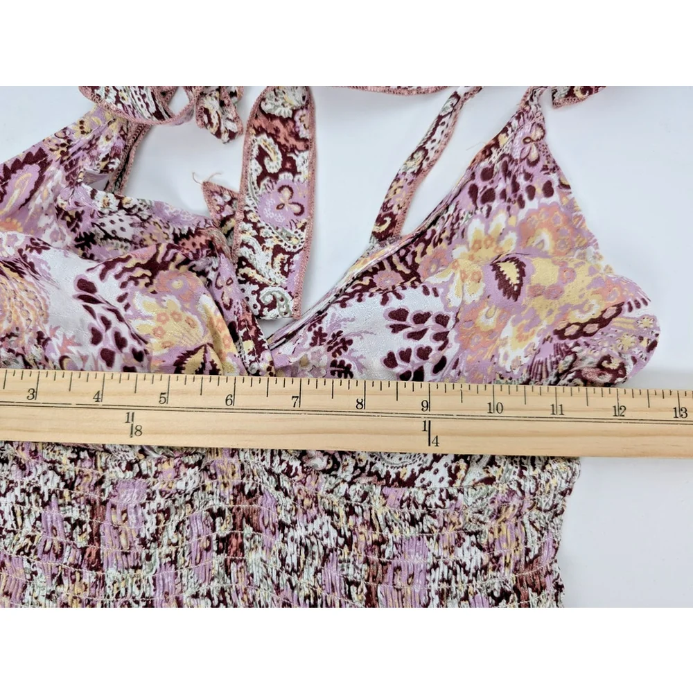 Free People Let's Smock About It Maxi Dress XS Pink Multi Boho Festival Beach